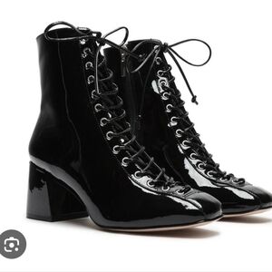 SCHUTZ Glossy Black Ankle Booties